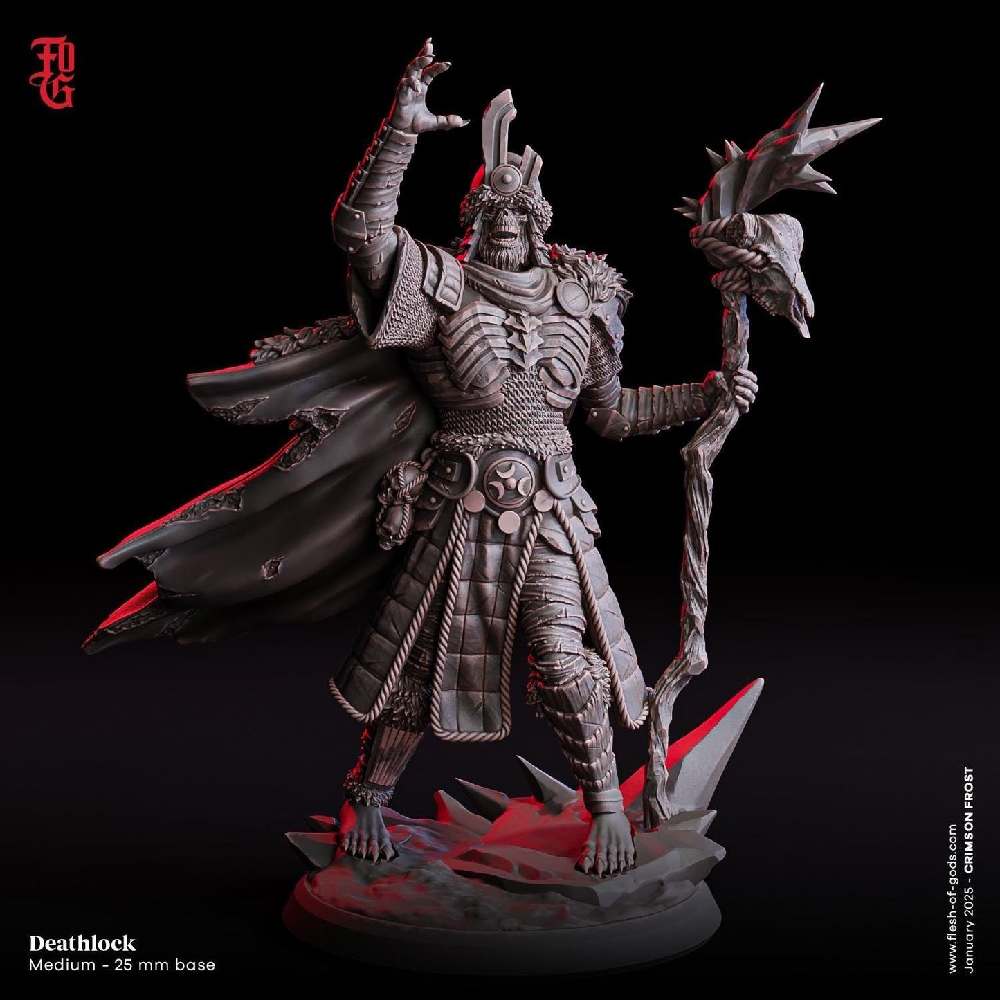 Deathlock Miniature | Undead Spellcaster Monster Miniature | 32mm Scale - Plague Miniatures