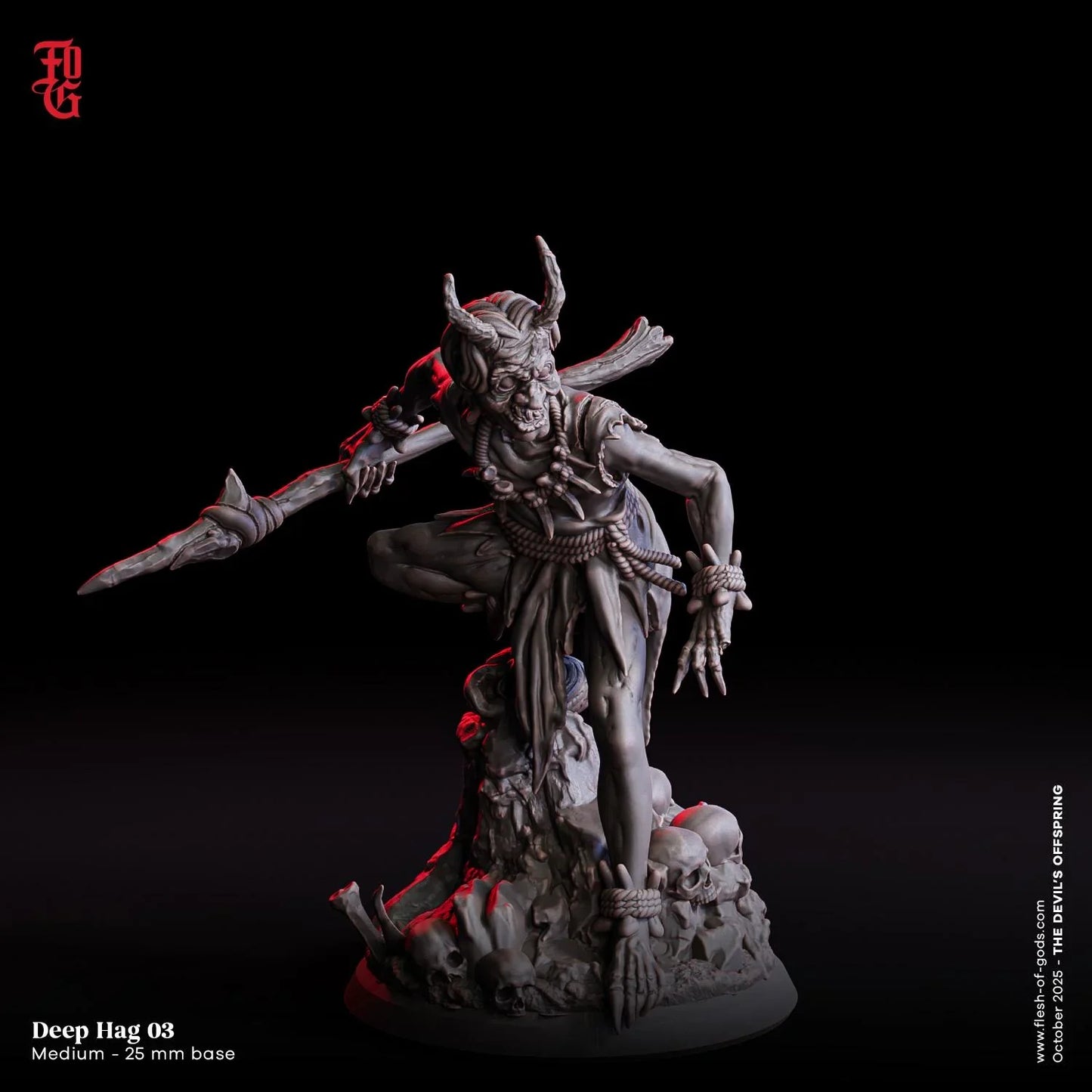 Deep Hag Miniature | Undead Demon Spellcaster Monster Figurine | 32mm Scale - Plague Miniatures