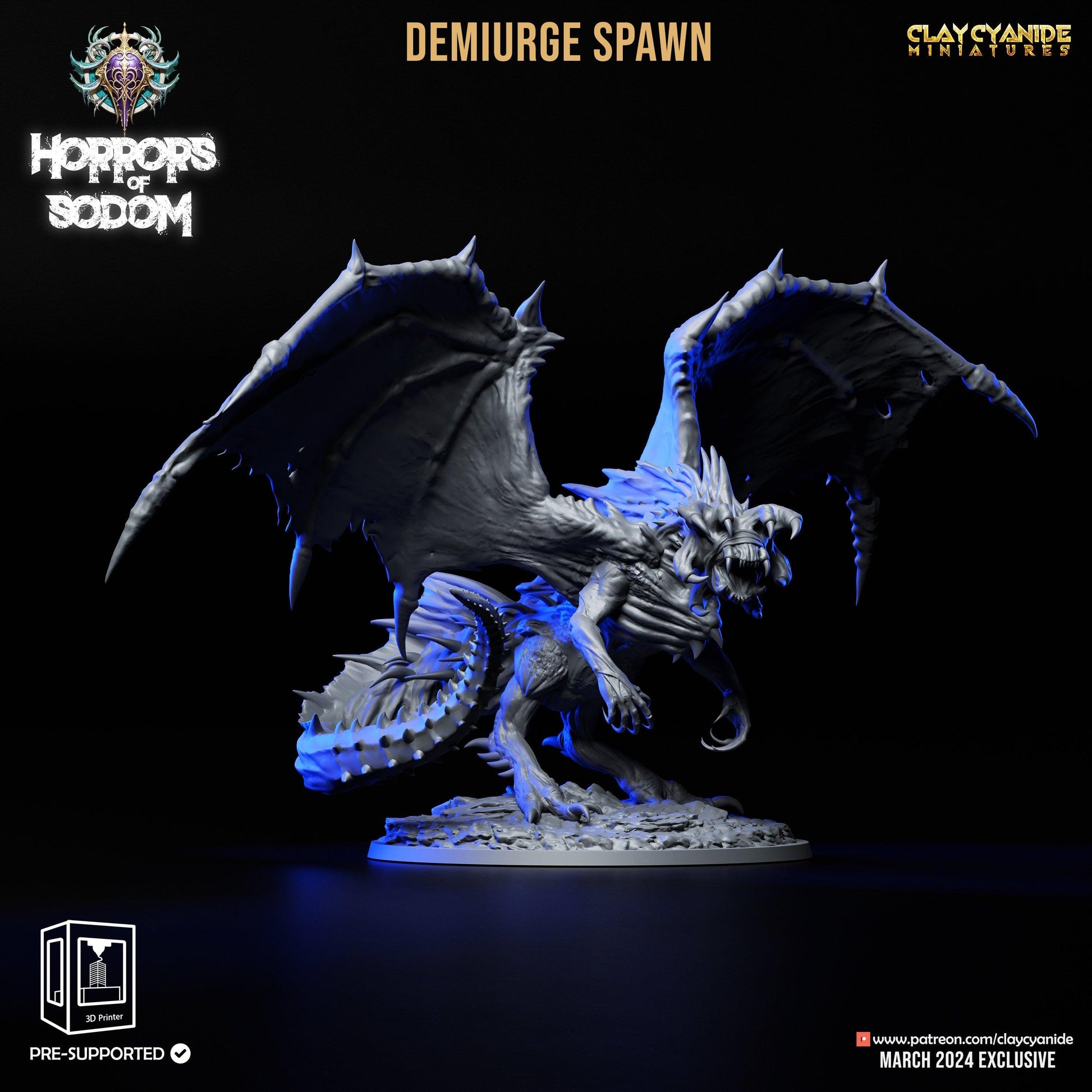 Demiurge Spawn, Demonic Dragon Monstrosity Miniature | 32mm Scale - Plague Miniatures