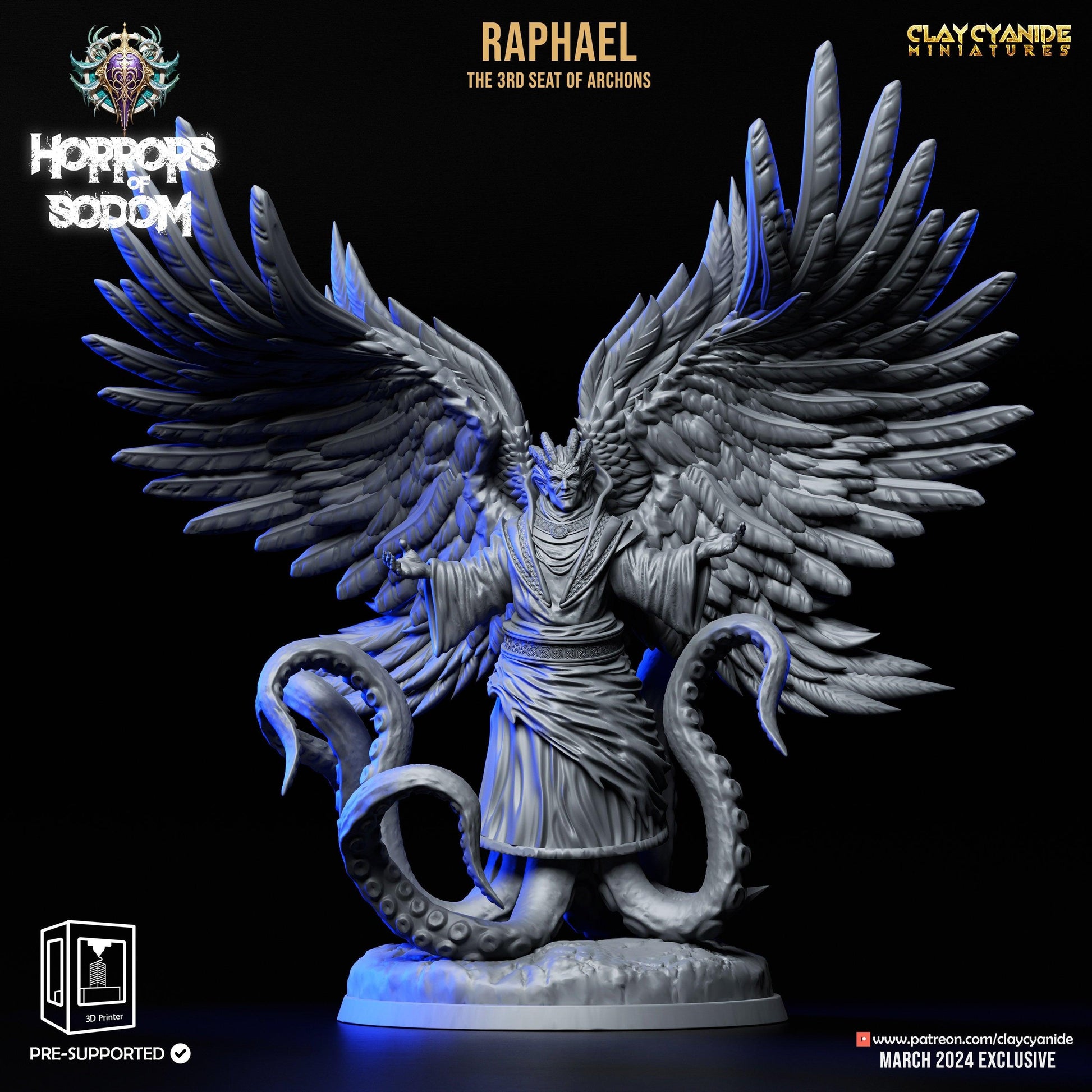 Demon Lord Raphael, Winged Cthulhu-esque Demon Miniature | 32mm Scale - Plague Miniatures