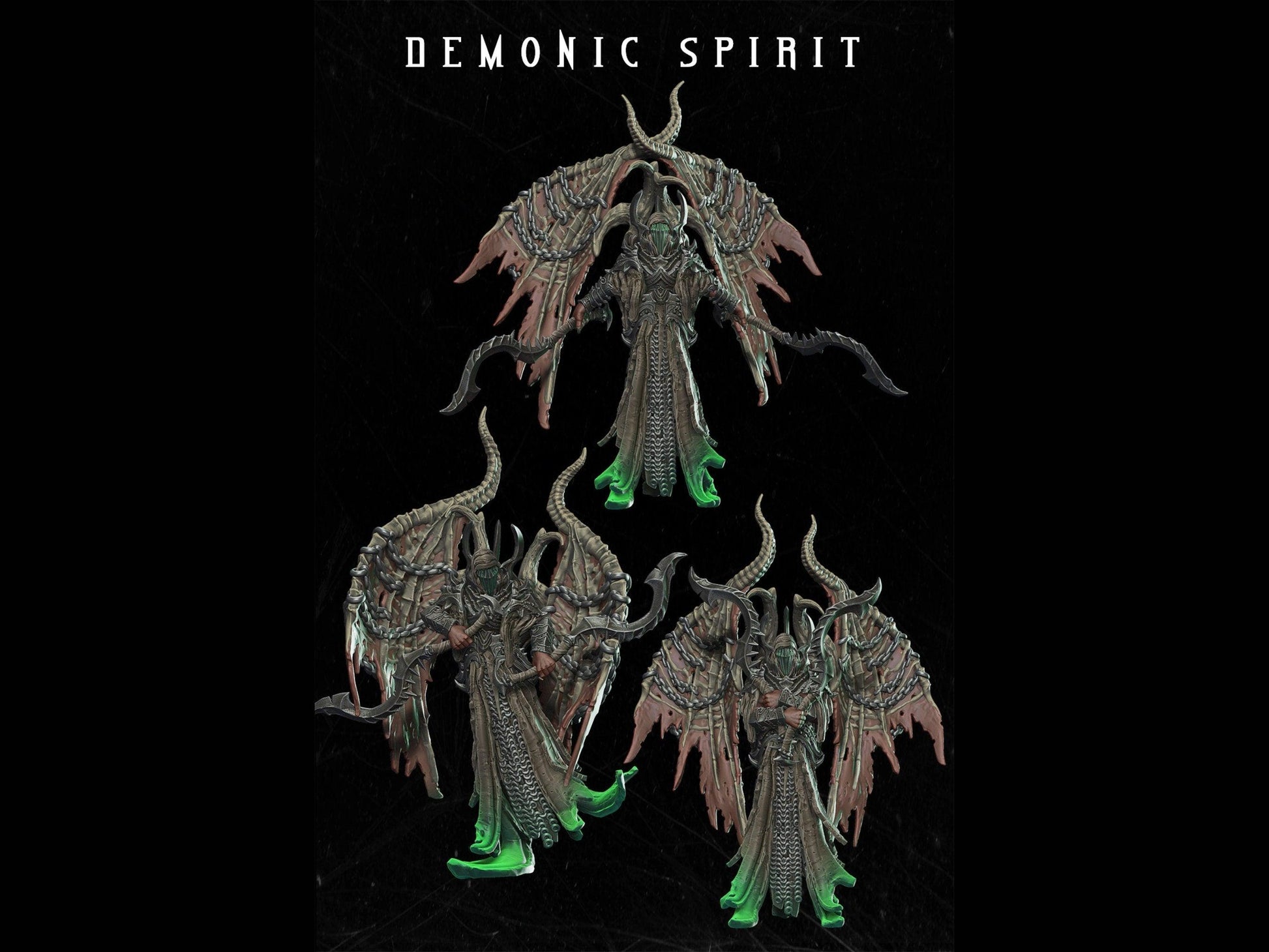 Demonic Spirit DnD Miniature - 3 Poses - 28mm scale Tabletop gaming DnD Miniature Dungeons and Dragons, dnd 5e - Plague Miniatures