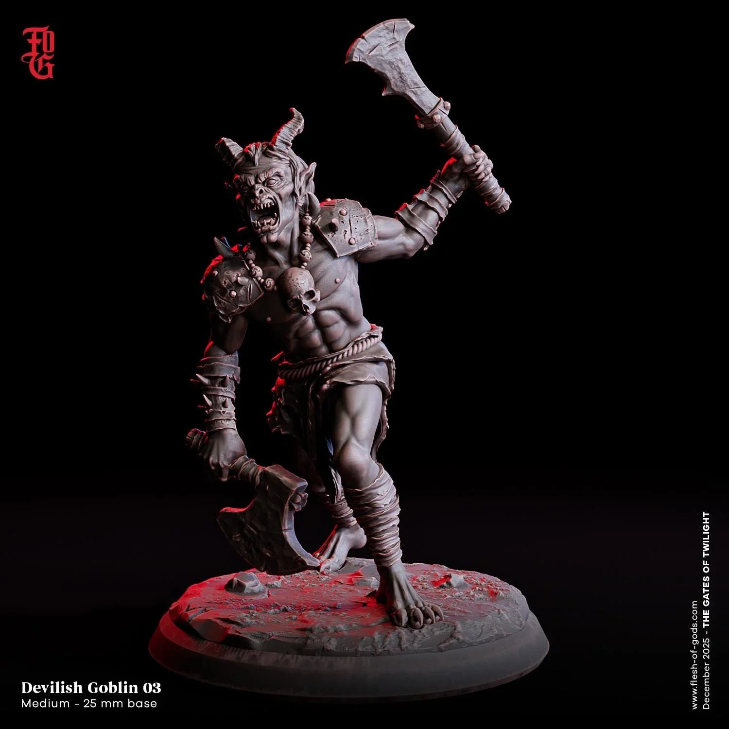 Devilish Goblin Miniature | Goblin Fighter Medium Monstrosity Figurine | 32mm Scale - Plague Miniatures