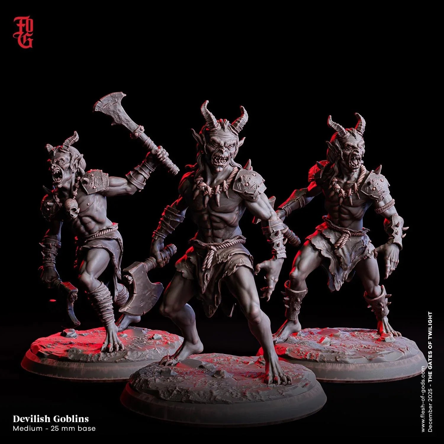 Devilish Goblin Miniature | Goblin Fighter Medium Monstrosity Figurine | 32mm Scale - Plague Miniatures