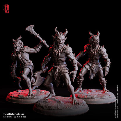 Devilish Goblin Miniature | Goblin Fighter Medium Monstrosity Figurine | 32mm Scale - Plague Miniatures