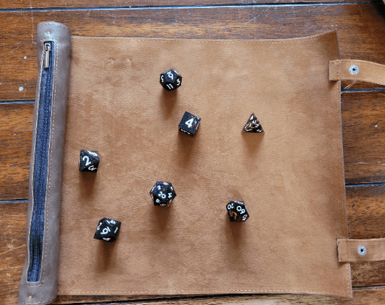 Dice Mat, dice storage and scroll of rolling mat, felt and leather dnd dice mat for RPG Tabletop gaming, custom Dice mat - Plague Miniatures