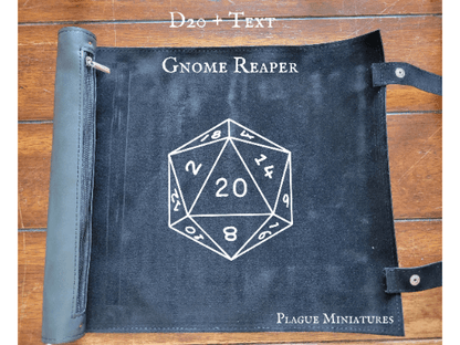 Dice Mat, dice storage and scroll of rolling mat, felt and leather dnd dice mat for RPG Tabletop gaming, custom Dice mat - Plague Miniatures shop for DnD Miniatures