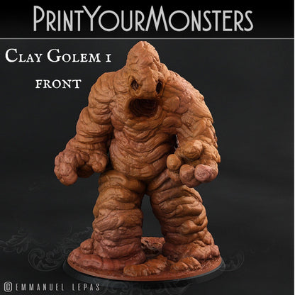 DnD Clay Golem Miniature | Clay Construct Figurine - Plague Miniatures