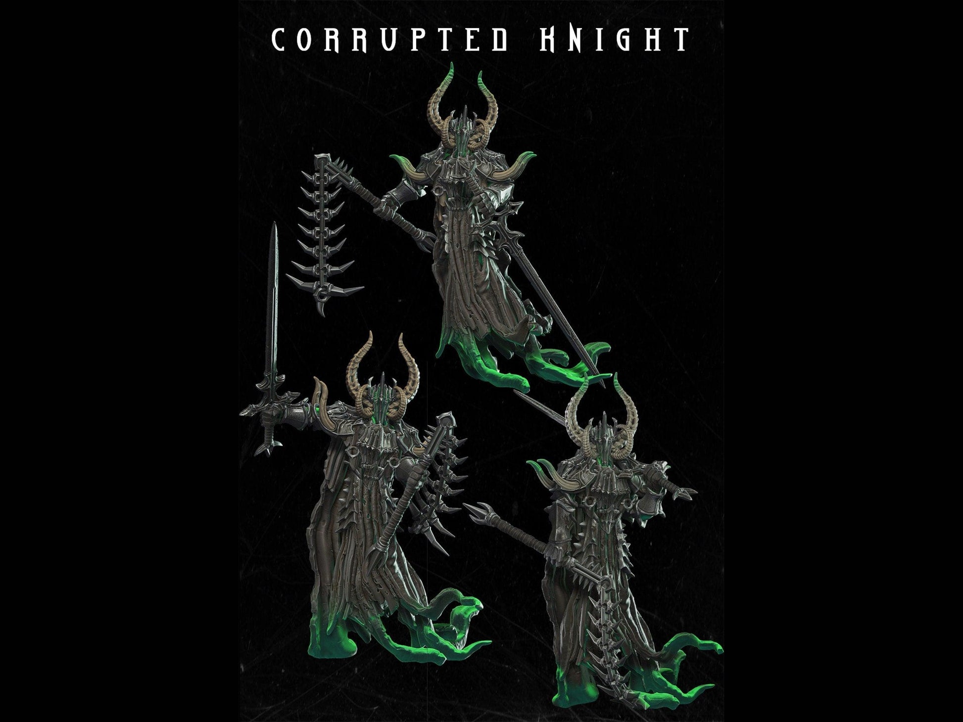 DnD Corrupted Knight Miniature - 28mm scale Tabletop gaming DnD Miniature Dungeons and Dragons,ttrpg dnd 5e dungeon master gift - Plague Miniatures