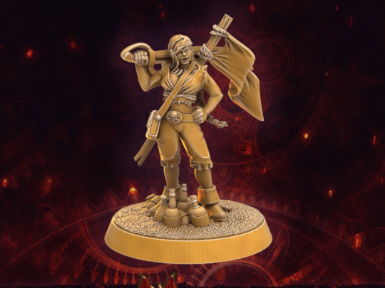 DnD Female Human Pirate miniature - 32mm scale Tabletop gaming DnD Miniature Dungeons and Dragons, wargaming dnd pirate figurine - Plague Miniatures shop for DnD Miniatures
