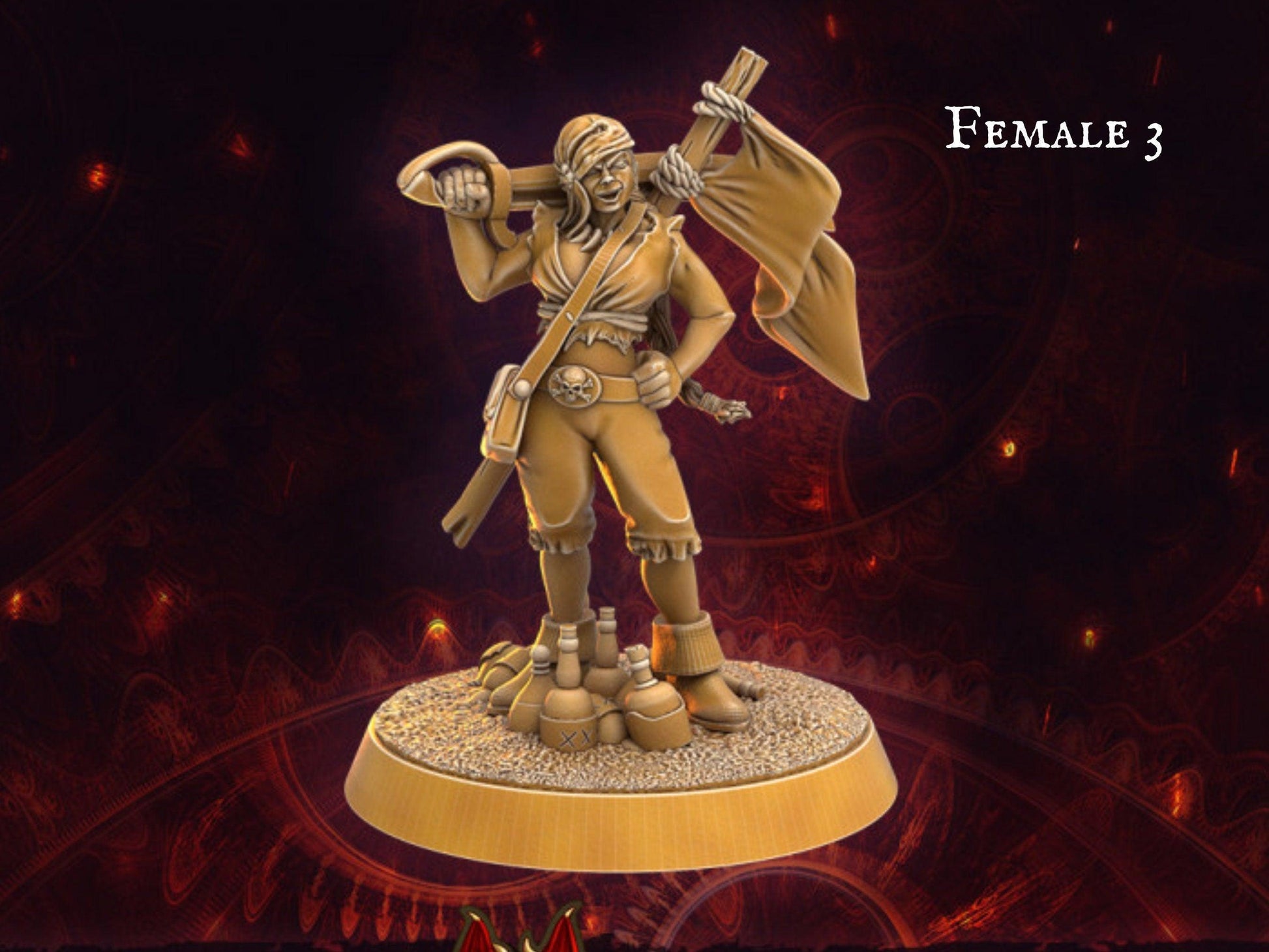 DnD Female Human Pirate miniature - 32mm scale Tabletop gaming DnD Miniature Dungeons and Dragons, wargaming dnd pirate figurine - Plague Miniatures