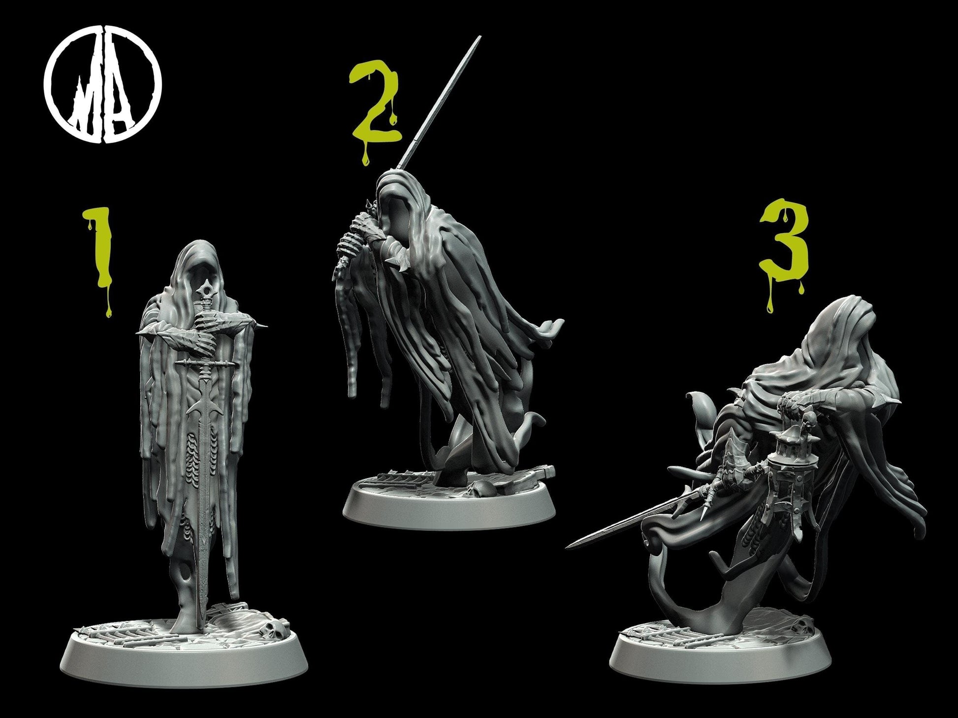 DnD Forsaken Soul Miniature undead miniature - 3 Poses - 28mm scale Tabletop gaming DnD Miniature Dungeons and Dragons dnd 5e - Plague Miniatures