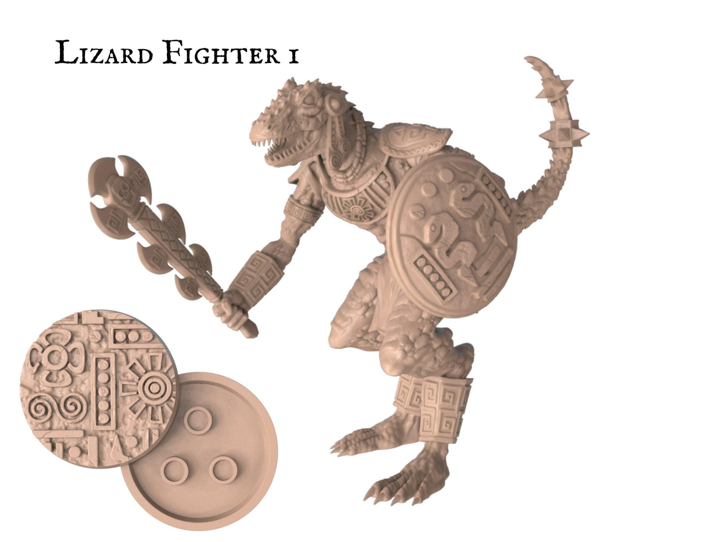 DnD Lizard Fighter Miniature- 40mm base | 32mm scale | Tabletop gaming DnD Miniature Dungeons and Dragons, dnd lizard warrior - Plague Miniatures shop for DnD Miniatures