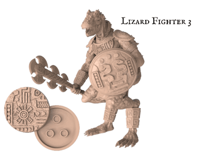 DnD Lizard Fighter Miniature- 40mm base | 32mm scale | Tabletop gaming DnD Miniature Dungeons and Dragons, dnd lizard warrior - Plague Miniatures shop for DnD Miniatures