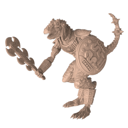 DnD Lizard Fighter Miniature | Hybrid Monster for Tabletop gaming | 32mm Scale - Plague Miniatures