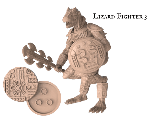 DnD Lizard Fighter Miniature | Hybrid Monster for Tabletop gaming | 32mm Scale - Plague Miniatures