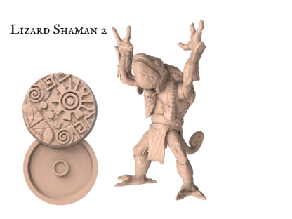 DnD Lizard Shaman - 32mm base | 32mm scale | Tabletop gaming DnD Miniature Dungeons and Dragons,dnd lizard druid - Plague Miniatures shop for DnD Miniatures