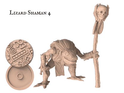 DnD Lizard Shaman Miniature - 32mm base | 32mm scale | Tabletop gaming DnD Miniature Dungeons and Dragons,dnd lizard druid - Plague Miniatures shop for DnD Miniatures