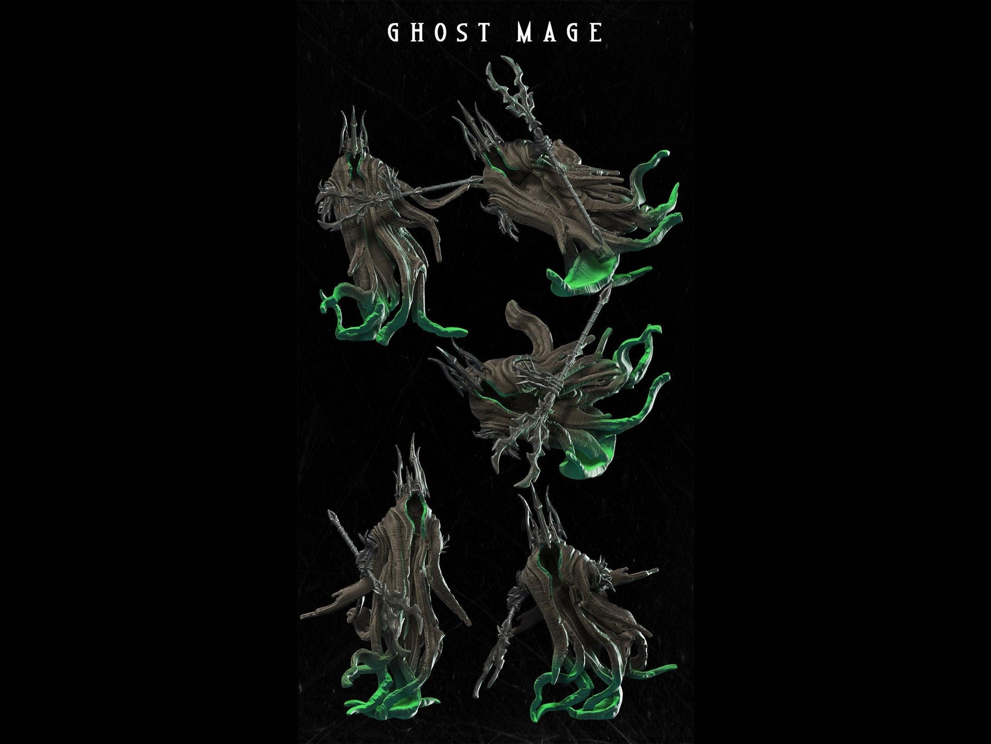 DnD Mage Ghost Miniature ttrpg miniature - 28mm scale Tabletop gaming DnD Miniature Dungeons and Dragons, Mage miniature, dnd 5e wargaming - Plague Miniatures