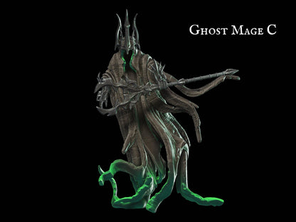 DnD Mage Ghost Miniature ttrpg miniature - 28mm scale Tabletop gaming DnD Miniature Dungeons and Dragons, Mage miniature, dnd 5e wargaming - Plague Miniatures