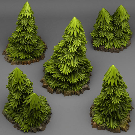 DnD Pine Tree Miniatures Plant Terrain Forest Terrain | 28mm or 32mm scale | Tabletop Scenery | Dungeons and Dragons, DnD terrain DnD 5e - Plague Miniatures