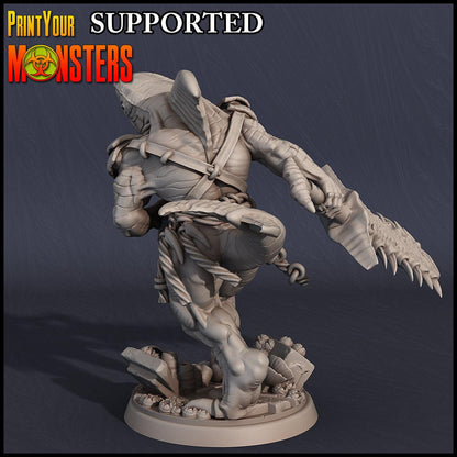 DnD Sekolin Underwater Warrior Miniature | Underwater monster 25mm Base Shark Hybrid | DnD Tabletop gaming | Dungeons and Dragons, DnD 5e - Plague Miniatures