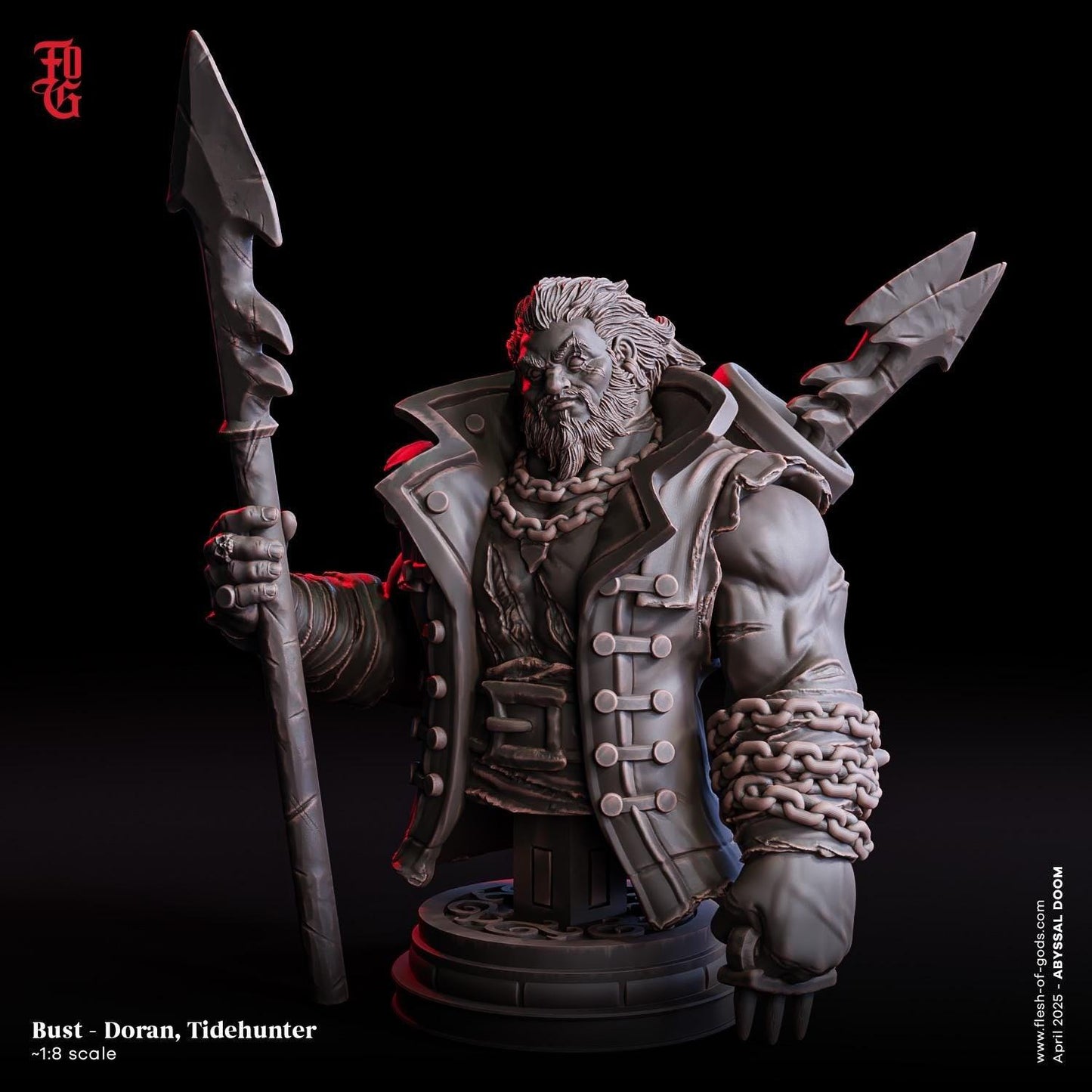 Doran Tidehunter, Veteran Sea Hunter | Pirate Seafarer Miniature | 32mm Scale or 75mm Scale - Plague Miniatures