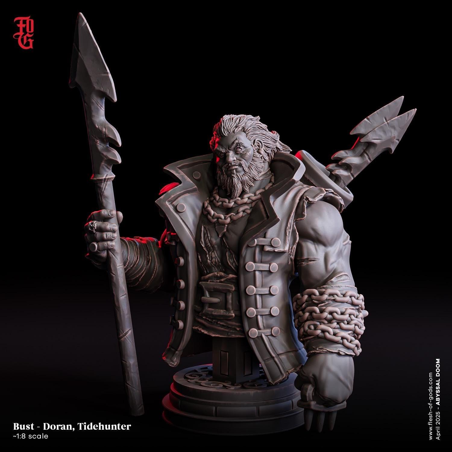 Doran Tidehunter, Veteran Sea Hunter | Pirate Seafarer Miniature | 32mm Scale or 75mm Scale - Plague Miniatures