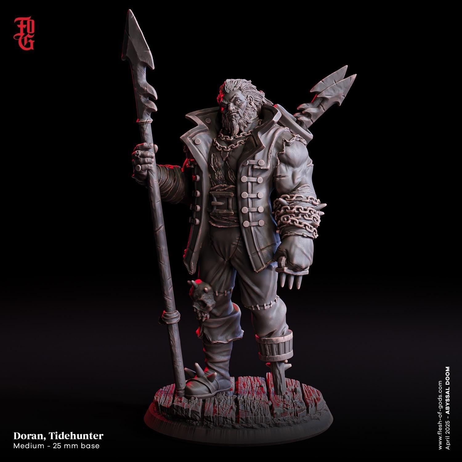Doran Tidehunter, Veteran Sea Hunter | Pirate Seafarer Miniature | 32mm Scale or 75mm Scale - Plague Miniatures