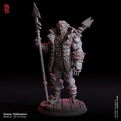 Doran Tidehunter, Veteran Sea Hunter | Pirate Seafarer Miniature | 32mm Scale or 75mm Scale - Plague Miniatures