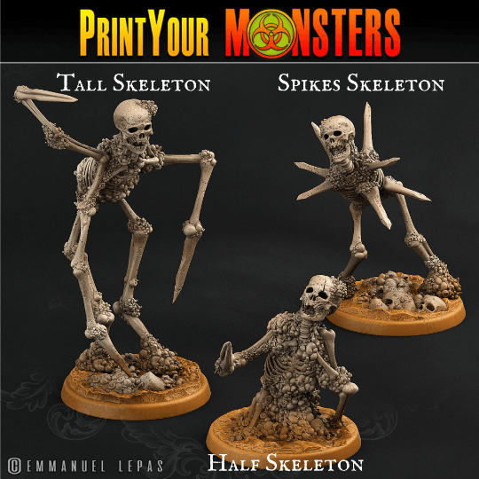 Double-Headed Bone Skeleton Miniatures for D&D | Tabletop Gaming Figurines - Plague Miniatures shop for DnD Miniatures