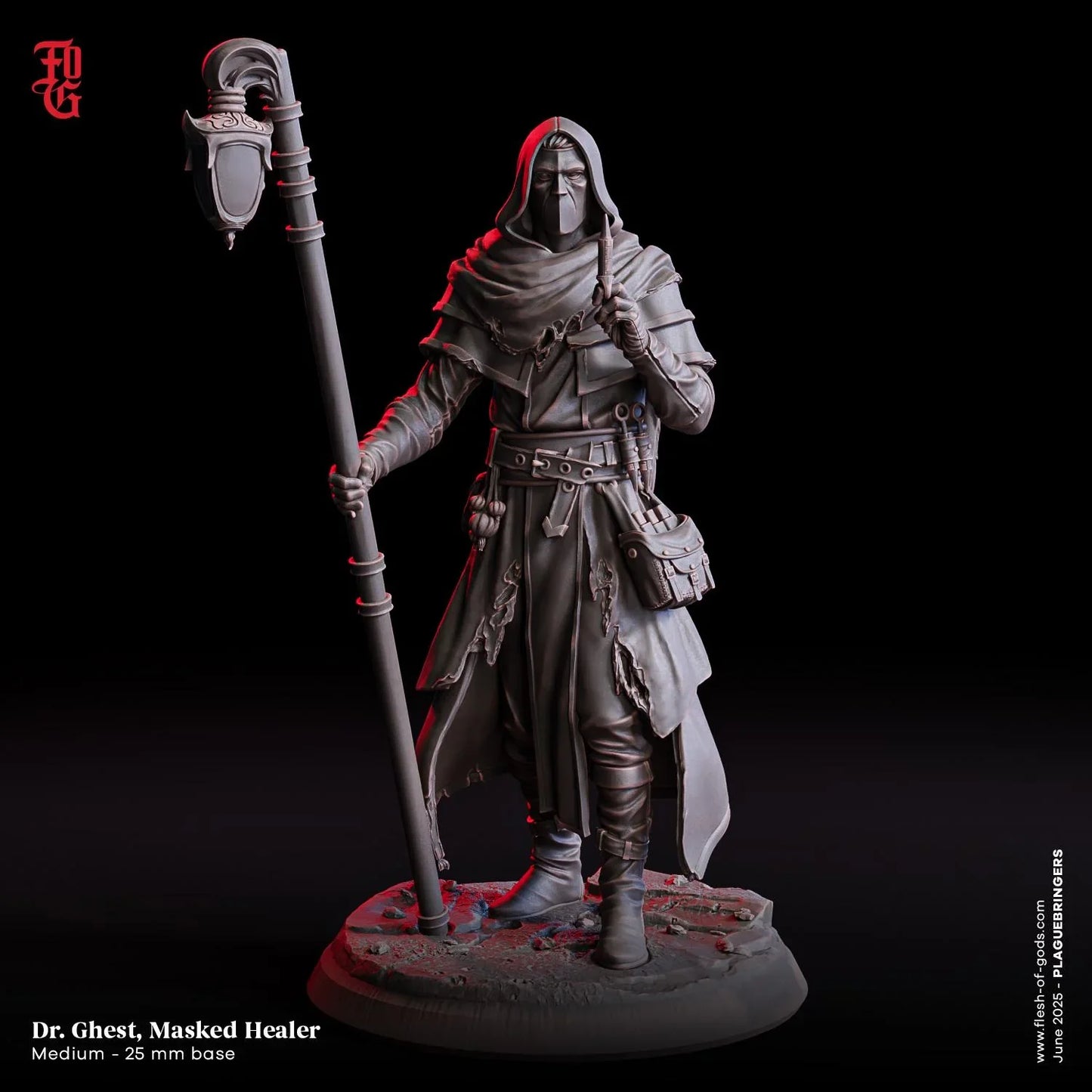 Dr. Ghest, Masked Healer | Human Cleric Resin Bust Statue - Plague Miniatures
