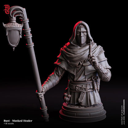 Dr. Ghest, Masked Healer | Human Cleric Resin Bust Statue - Plague Miniatures