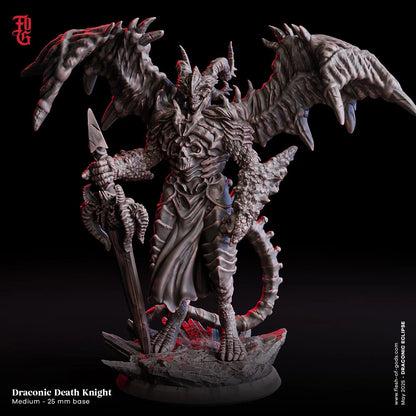 Draconic Death Knight | Undead Dragonborn Monster Miniature | 32mm Scale - Plague Miniatures