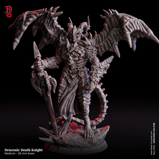 Draconic Death Knight | Undead Dragonborn Monster Miniature | 32mm Scale - Plague Miniatures