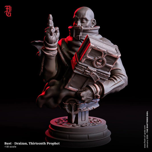 Draizen, the Thirteenth Prophet Resin Bust Statue | Human Wizard Monster Figurine - Plague Miniatures