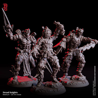Dread Knight Miniature Set | Aberration Soldier Trio Monster Figurine Set | 32mm Scale - Plague Miniatures