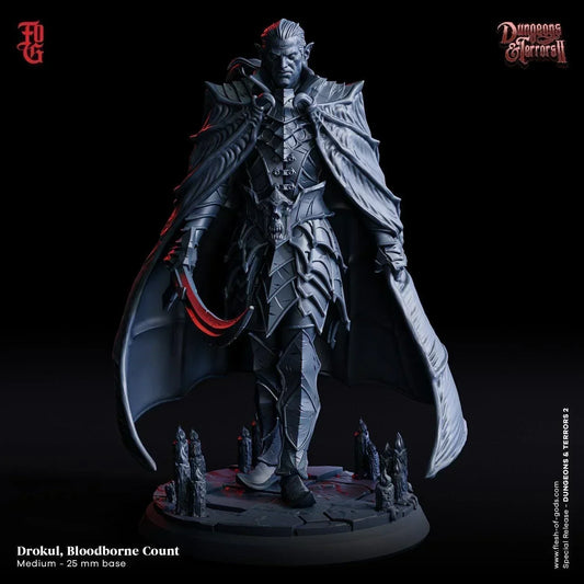 Drokul, Bloodborne Count Miniature | Vampire Lord of the Night | 32mm Scale - Plague Miniatures