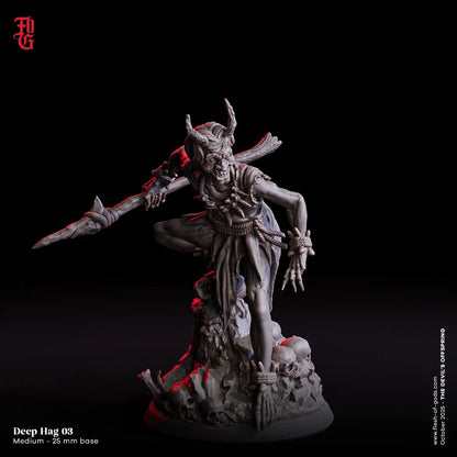 Drowned Deep Hag Miniature | Demonic Undead Sea Witch Monster Figurine | 32mm Scale - Plague Miniatures