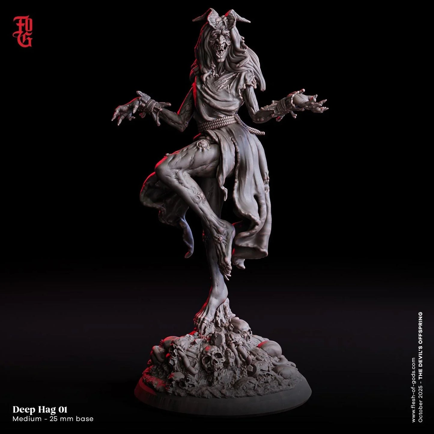 Drowned Deep Hag Miniature | Demonic Undead Sea Witch Monster Figurine | 32mm Scale - Plague Miniatures