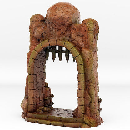 Dungeon Entrance Portal Miniature | Magic Fire Effect | Flaming Dungeon Terrain Prop | 28mm or 32mm Scale - Plague Miniatures