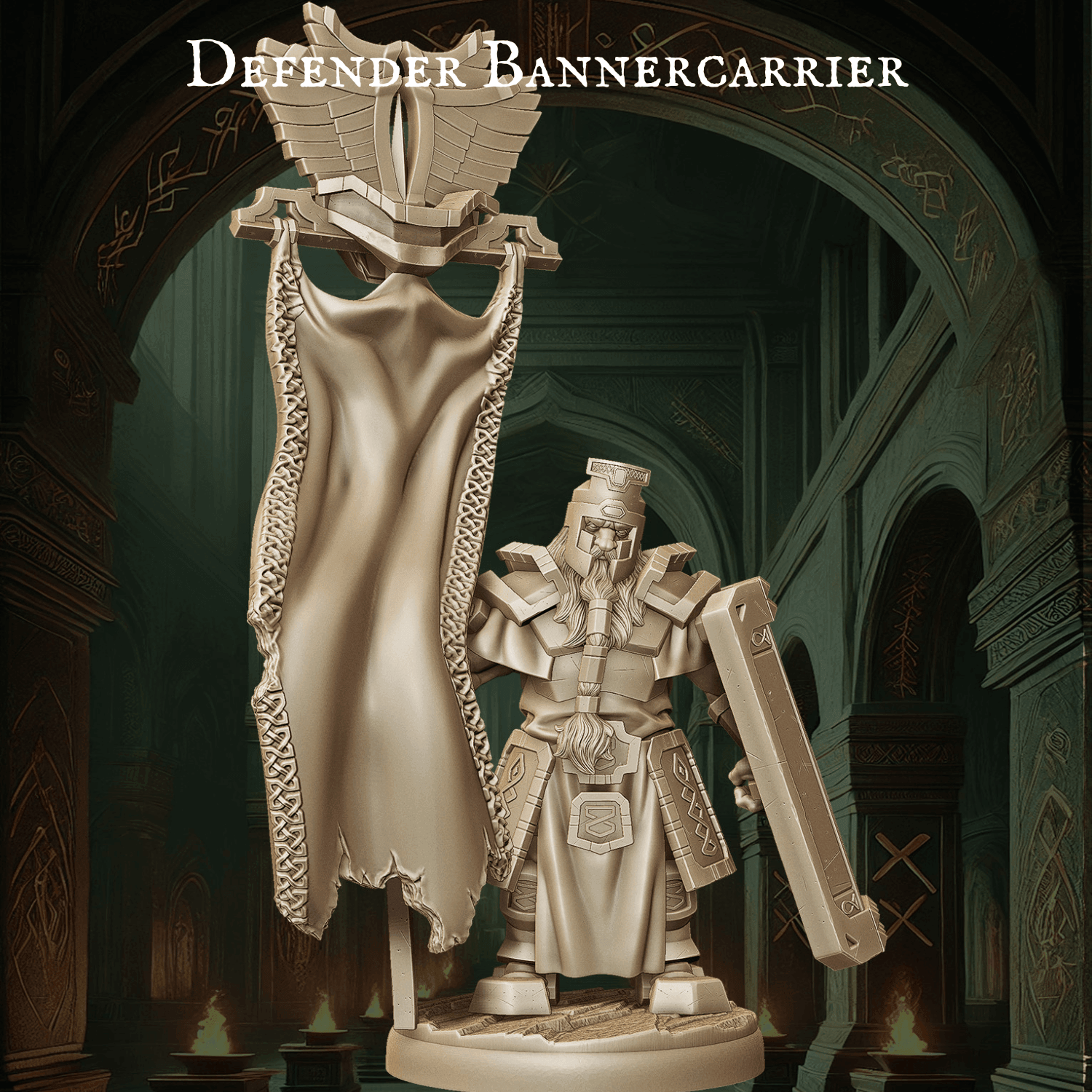 Dwarf Command Groups - 9 Poses | Tabletop Wargaming Miniatures | DnD Dwarf Army Bannerman - Plague Miniatures