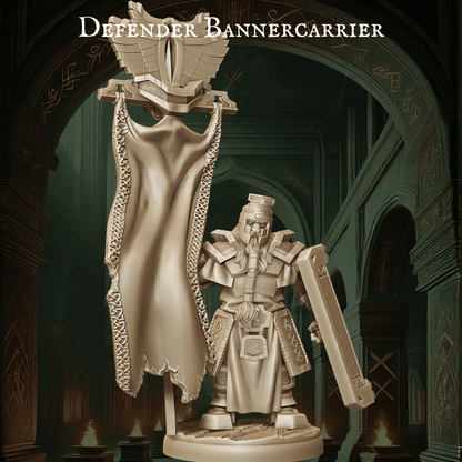 Dwarf Command Groups - 9 Poses | Tabletop Wargaming Miniatures | DnD Dwarf Army Bannerman - Plague Miniatures