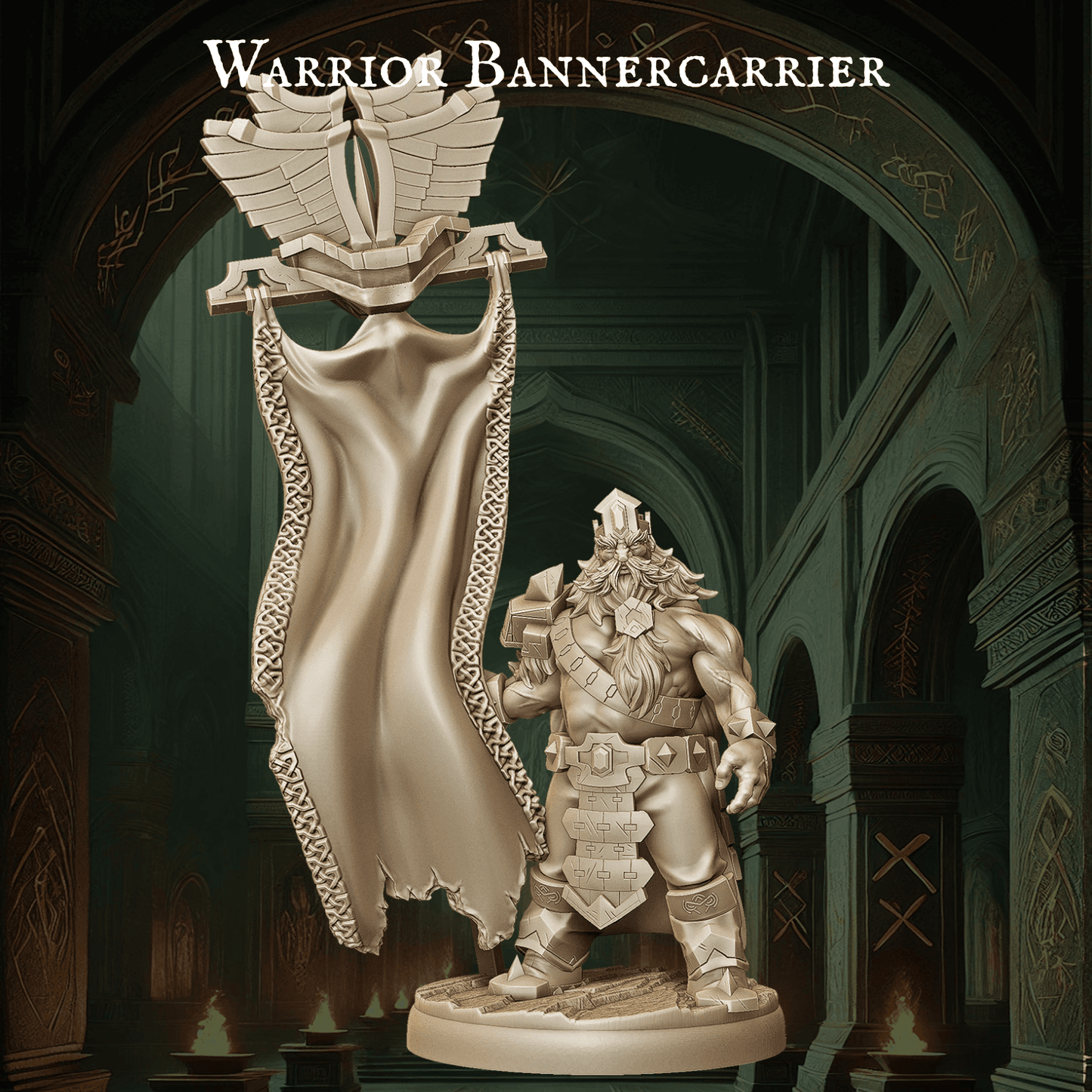 Dwarf Command Groups - 9 Poses | Tabletop Wargaming Miniatures | DnD Dwarf Army Bannerman - Plague Miniatures