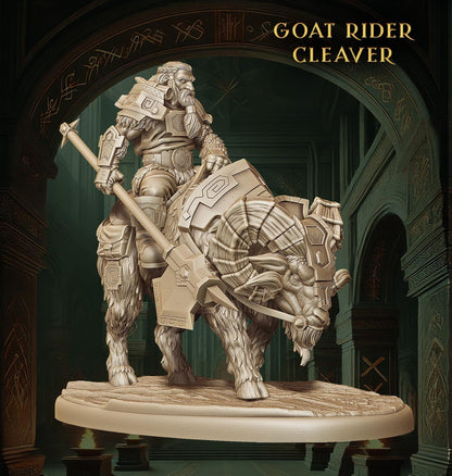 Dwarf Gunner | Goat Rider Dwarf Miniature | Steampunk Fantasy Tabletop Figure | 50mm Base - Plague Miniatures