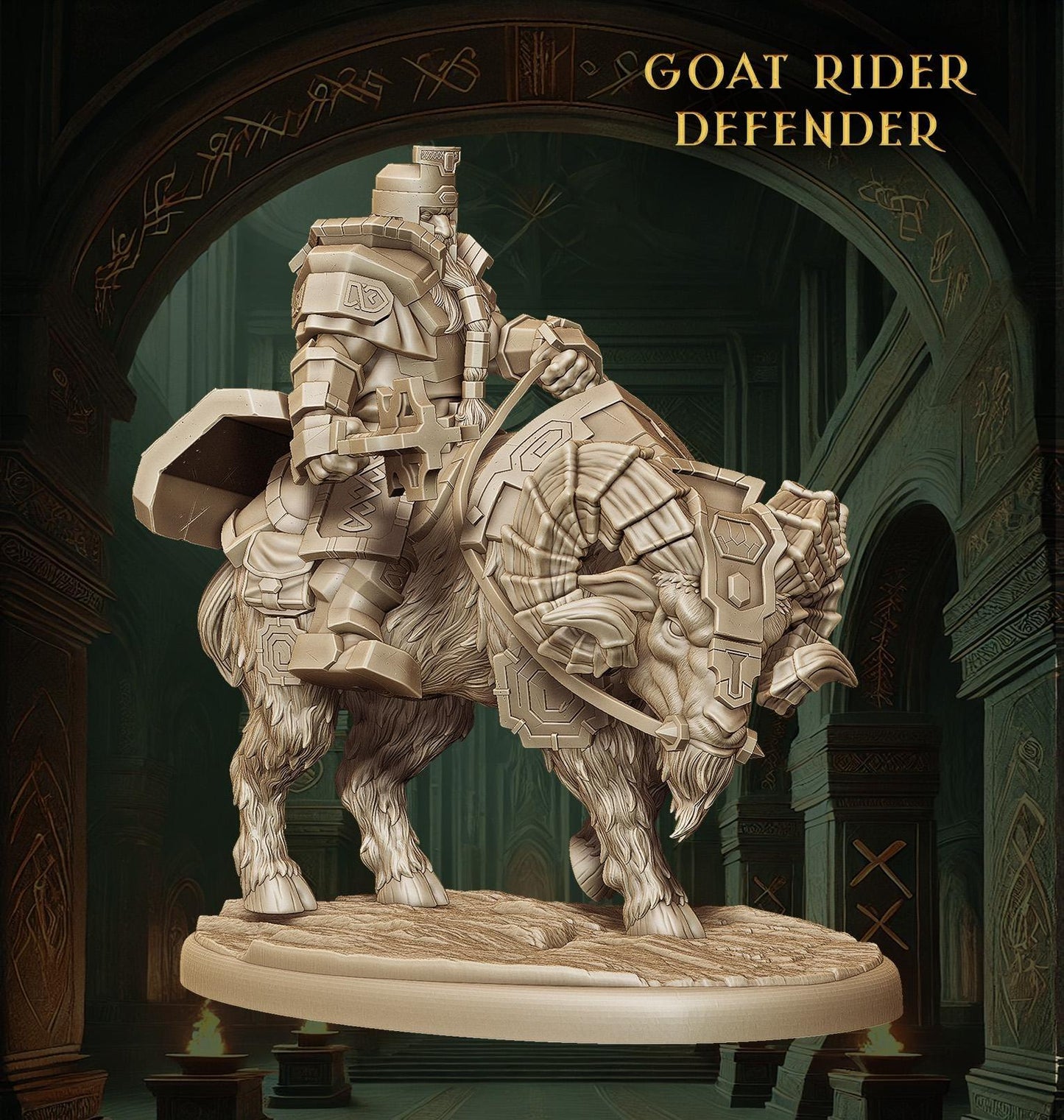 Dwarf Gunner | Goat Rider Dwarf Miniature | Steampunk Fantasy Tabletop Figure | 50mm Base - Plague Miniatures