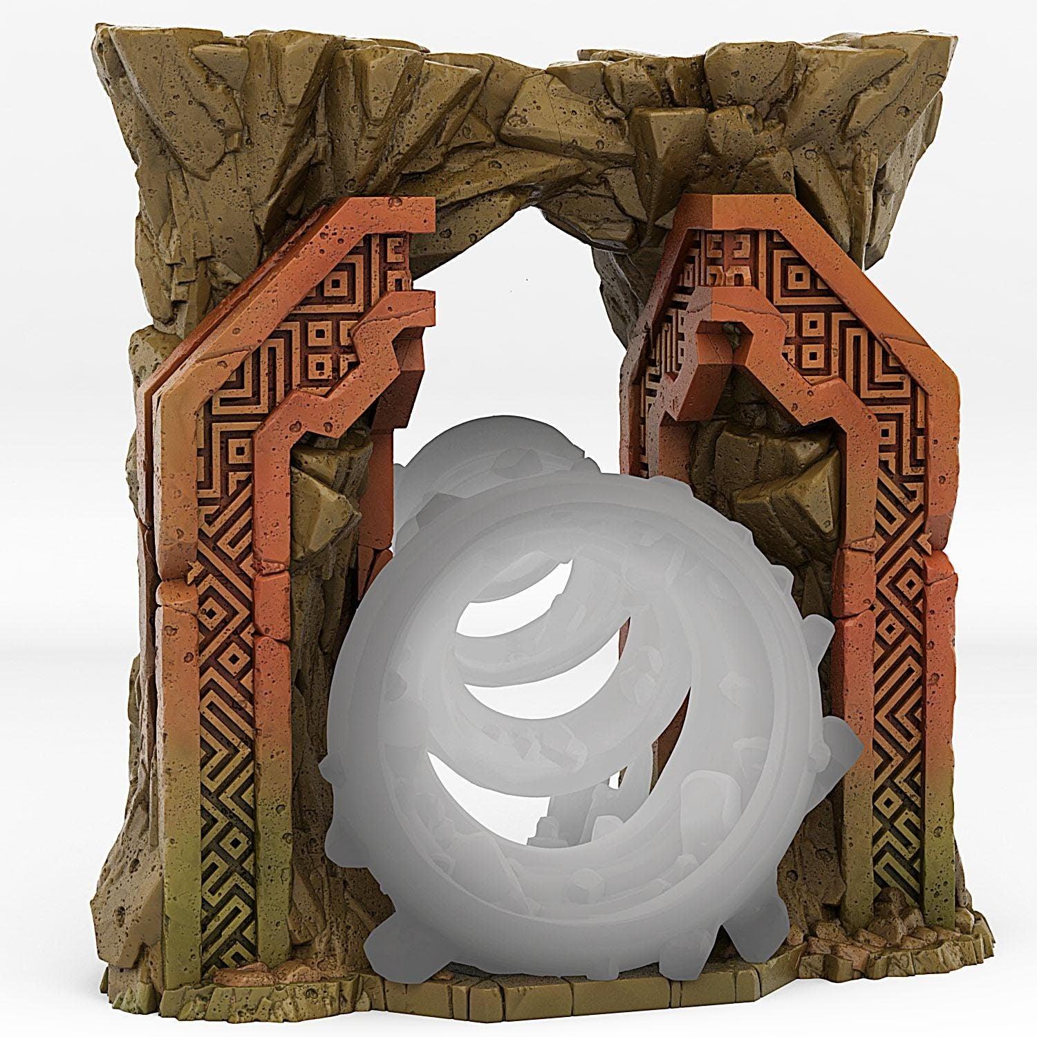 Dwarf Mine Portal Miniature | Rock Vortex Effect | Dungeon Terrain Prop | 28mm or 32mm Scale - Plague Miniatures