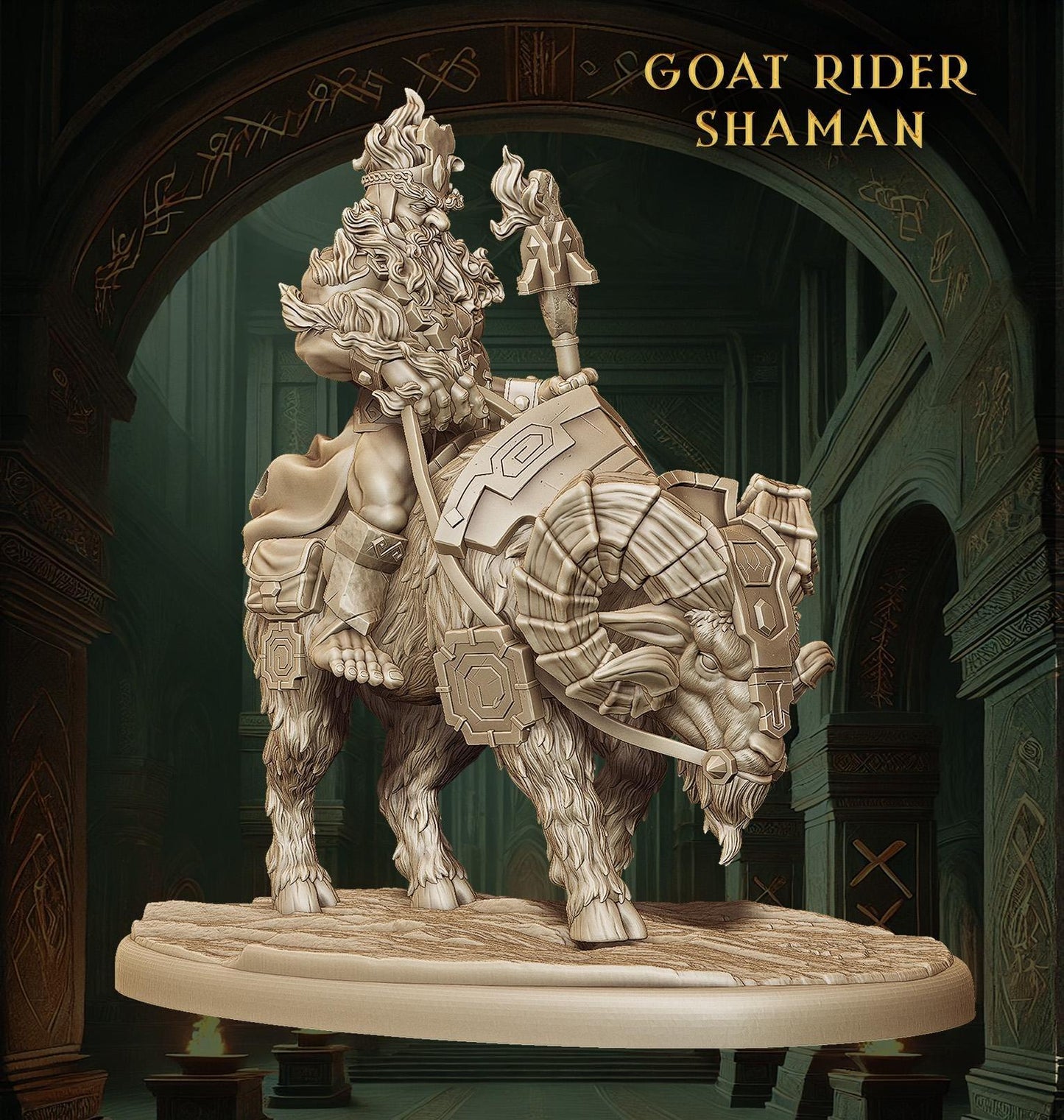 Dwarf Shaman | Goat Rider Dwarf Miniature | Mystical Tabletop Gaming Figure | 50mm Base - Plague Miniatures