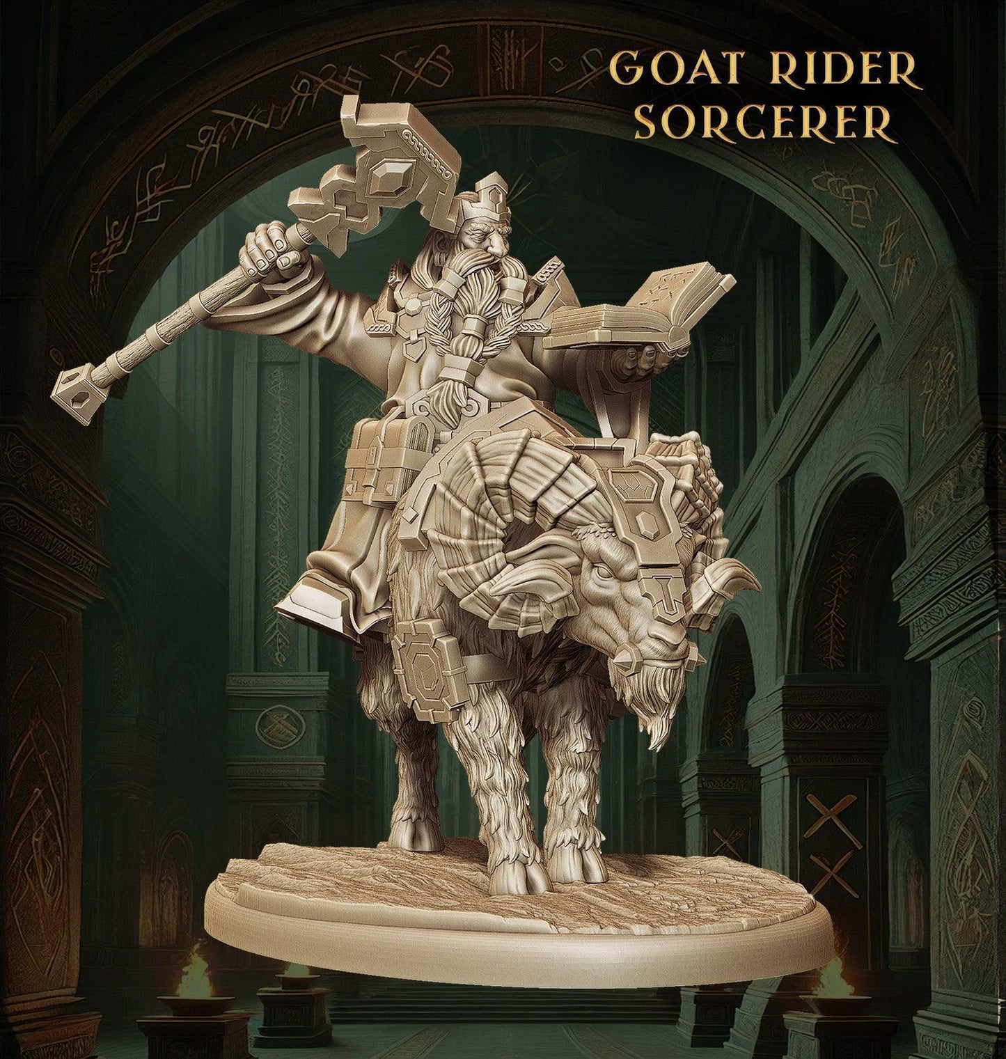 Dwarf Warrior | Goat Rider Dwarf Miniature| Fantasy Tabletop Gaming Figure | 50 Base - Plague Miniatures