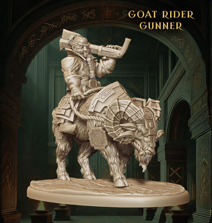 Dwarf Warrior | Goat Rider Dwarf Miniature| Fantasy Tabletop Gaming Figure | 50 Base - Plague Miniatures