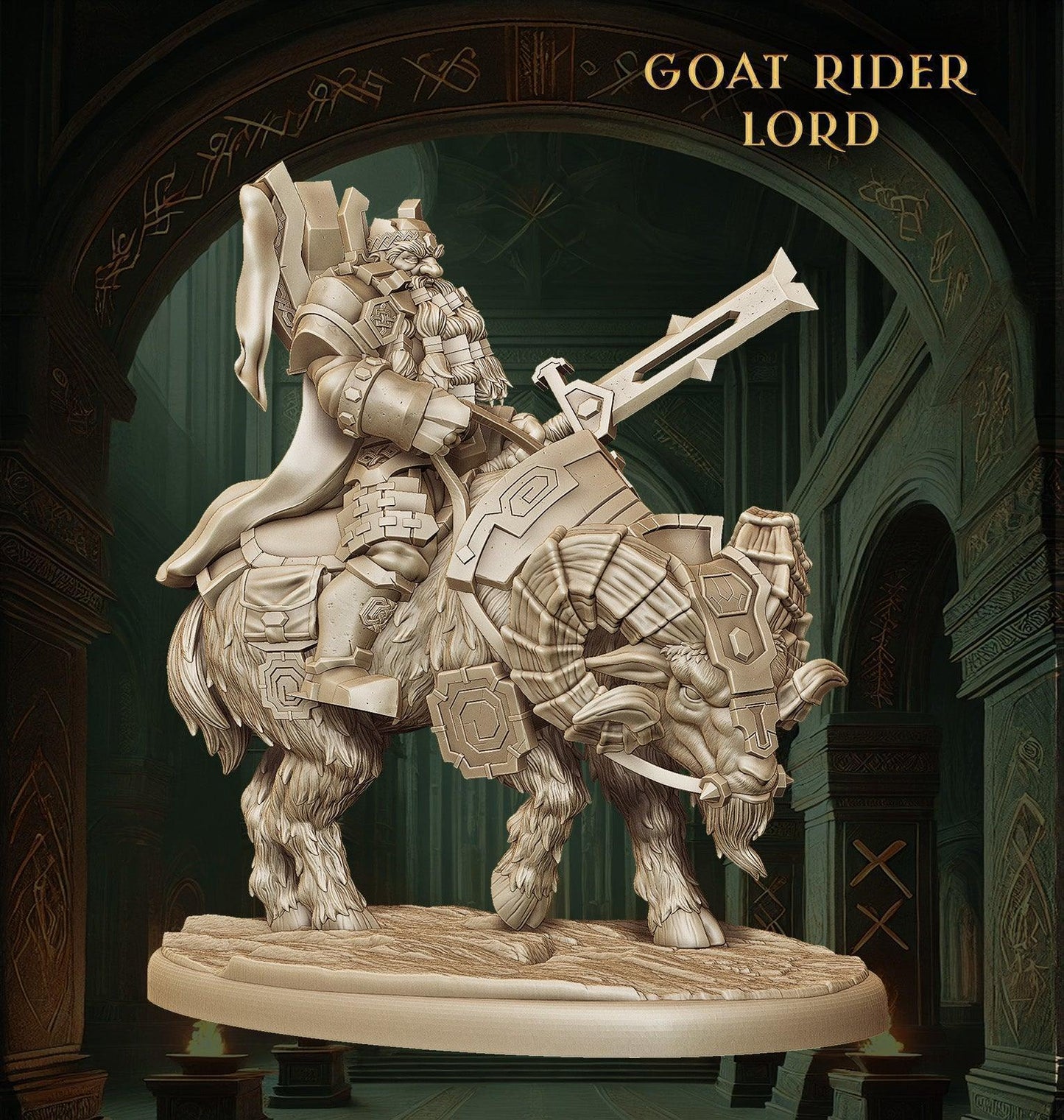 Dwarf Warrior | Goat Rider Dwarf Miniature| Fantasy Tabletop Gaming Figure | 50 Base - Plague Miniatures